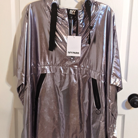 Ivy Park Silver Metallic Rain Poncho 